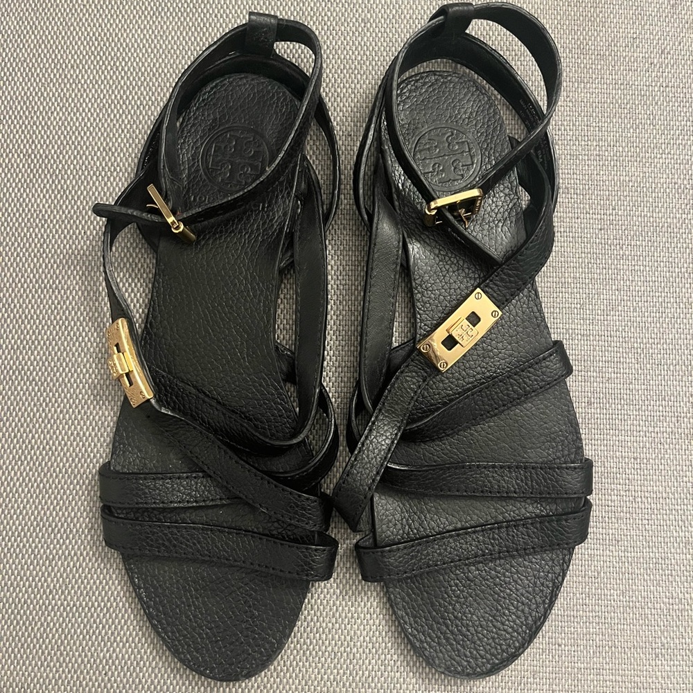 Tory Burch Black Leather Sandals